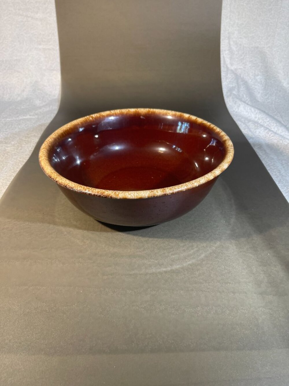Vintage Hull Serving Dish Bowl Oval Brown Drip Oven Proof 10” (inv #832)